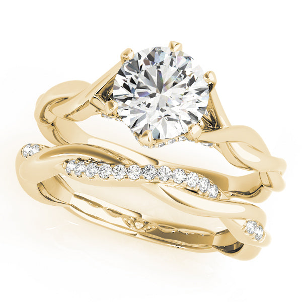 14K Yellow Gold 1 CT Round Diamond Engagement Ring