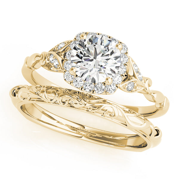 18K Yellow Gold 1 CT Diamond Halo Engagement Ring