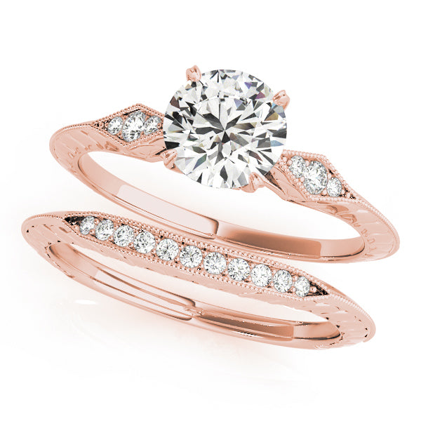 14K Rose Gold Diamond Vintage Engagement Ring