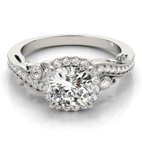 Cushion Diamond Halo Engagement Ring