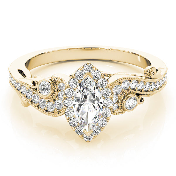 14K Yellow Gold Marquise Diamond Engagement Ring