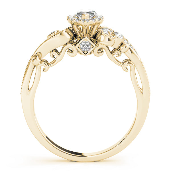 14K Yellow Gold Marquise Diamond Engagement Ring