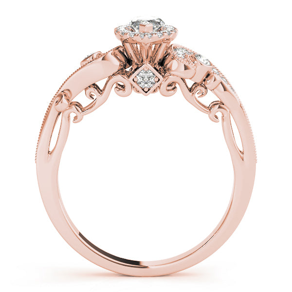 14K Rose Gold Marquise Diamond Halo Ring
