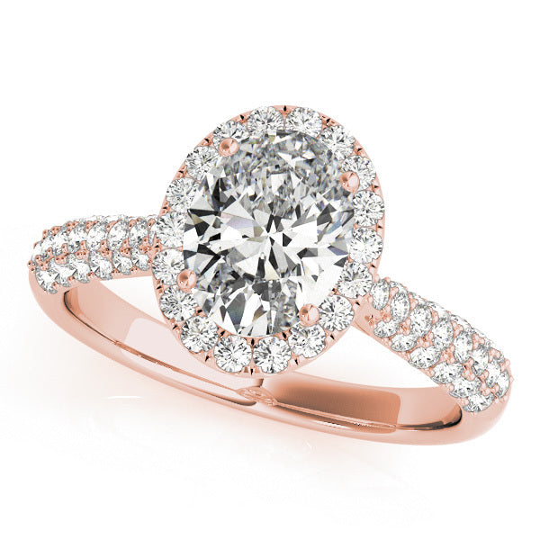 Rose Gold 0.5 CT Diamond Oval Halo Engagement Ring