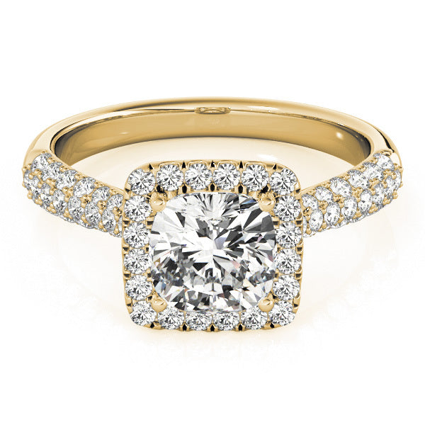 14K Yellow Gold 1.33ctw Cushion Diamond Halo Ring