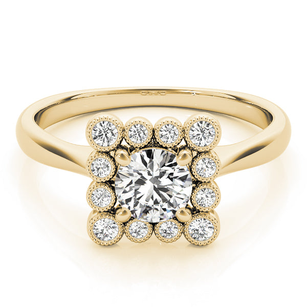 14K Yellow Gold 1 CT Round Diamond Halo Ring