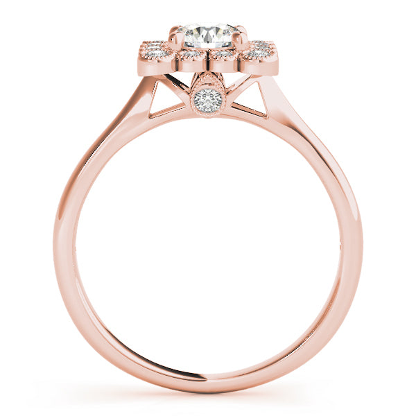 14K Rose Gold Diamond Halo Engagement Ring 1+ ctw
