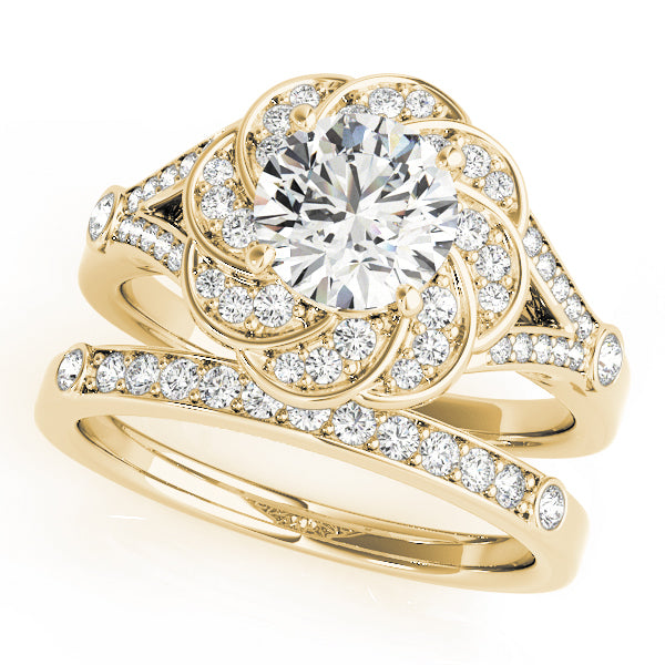 14K Yellow Gold 1 CT Diamond Halo Engagement Ring