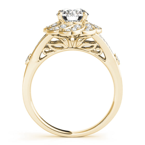 14K Yellow Gold 1 CT Diamond Halo Engagement Ring