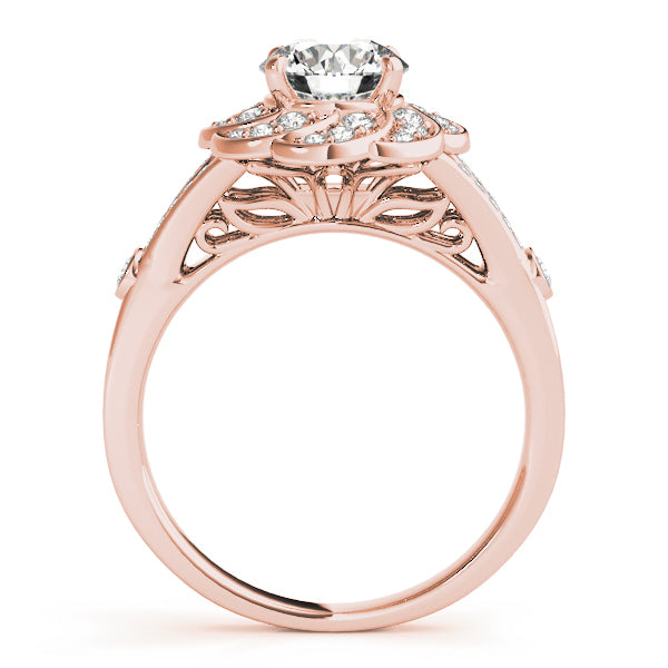 14K Rose Gold 1 CT Diamond Halo Engagement Ring