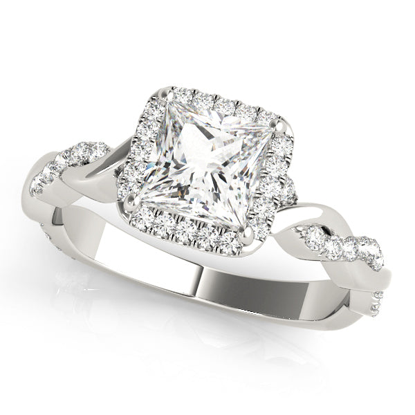 Diamond Halo Square Center Engagement Ring