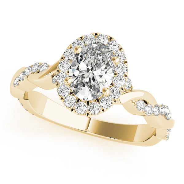 18K Yellow Gold Oval Diamond Engagement Ring with Halo