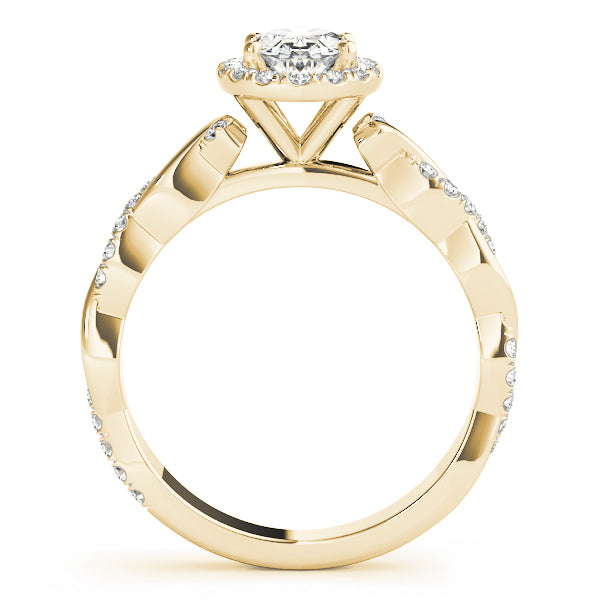 18K Yellow Gold Oval Diamond Engagement Ring with Halo