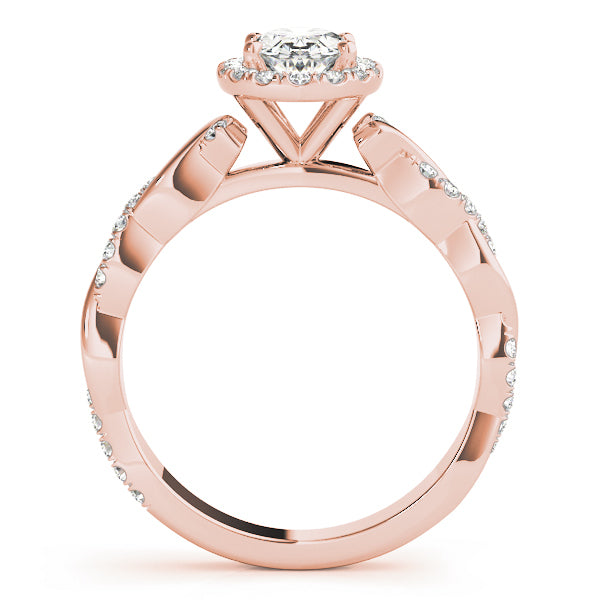 Rose Gold Oval Diamond Halo Engagement Ring - 0.5ctw