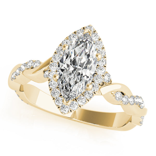 18K Yellow Gold Marquise Diamond Halo Ring