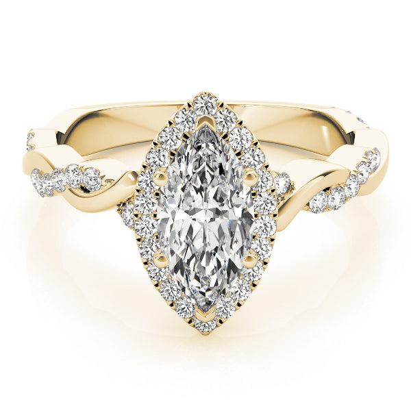 18K Yellow Gold Marquise Diamond Halo Ring