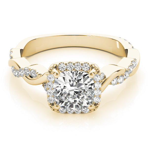 14K Yellow Gold 1.33ctw Cushion Diamond Halo Ring
