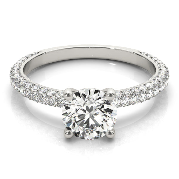 Round Diamond Pave Engagement Ring
