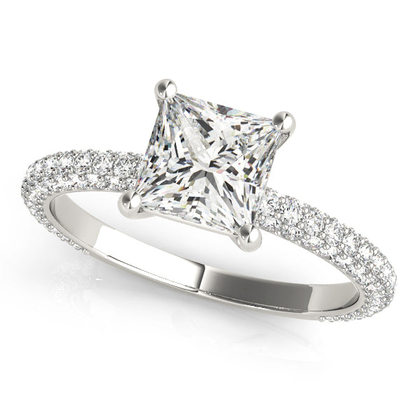 Diamond Pave Engagement Ring with Square Center