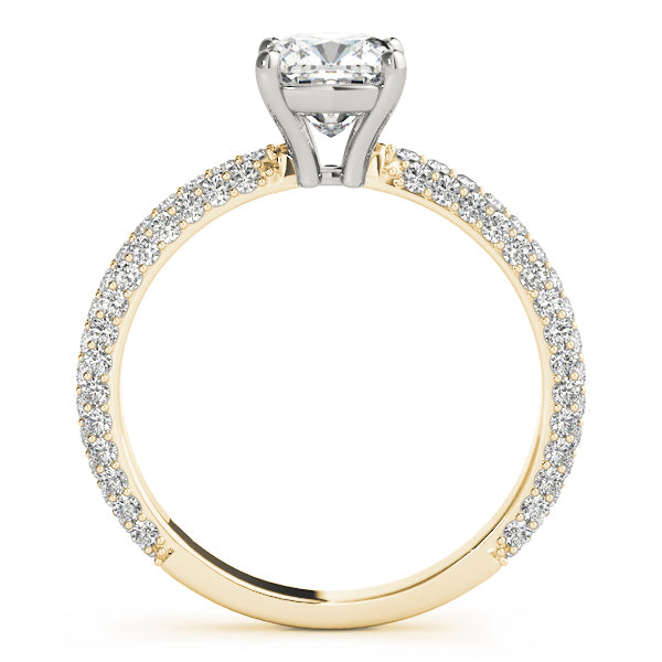 14K Yellow Gold Cushion Diamond Pave Engagement Ring