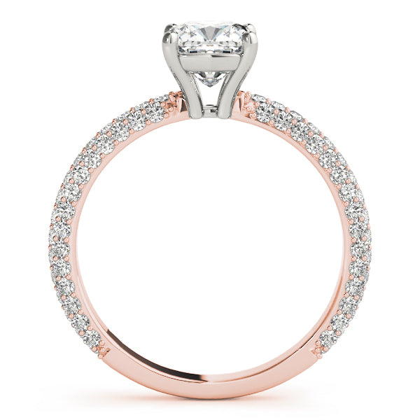 14K Rose Gold Cushion Diamond Pave Ring