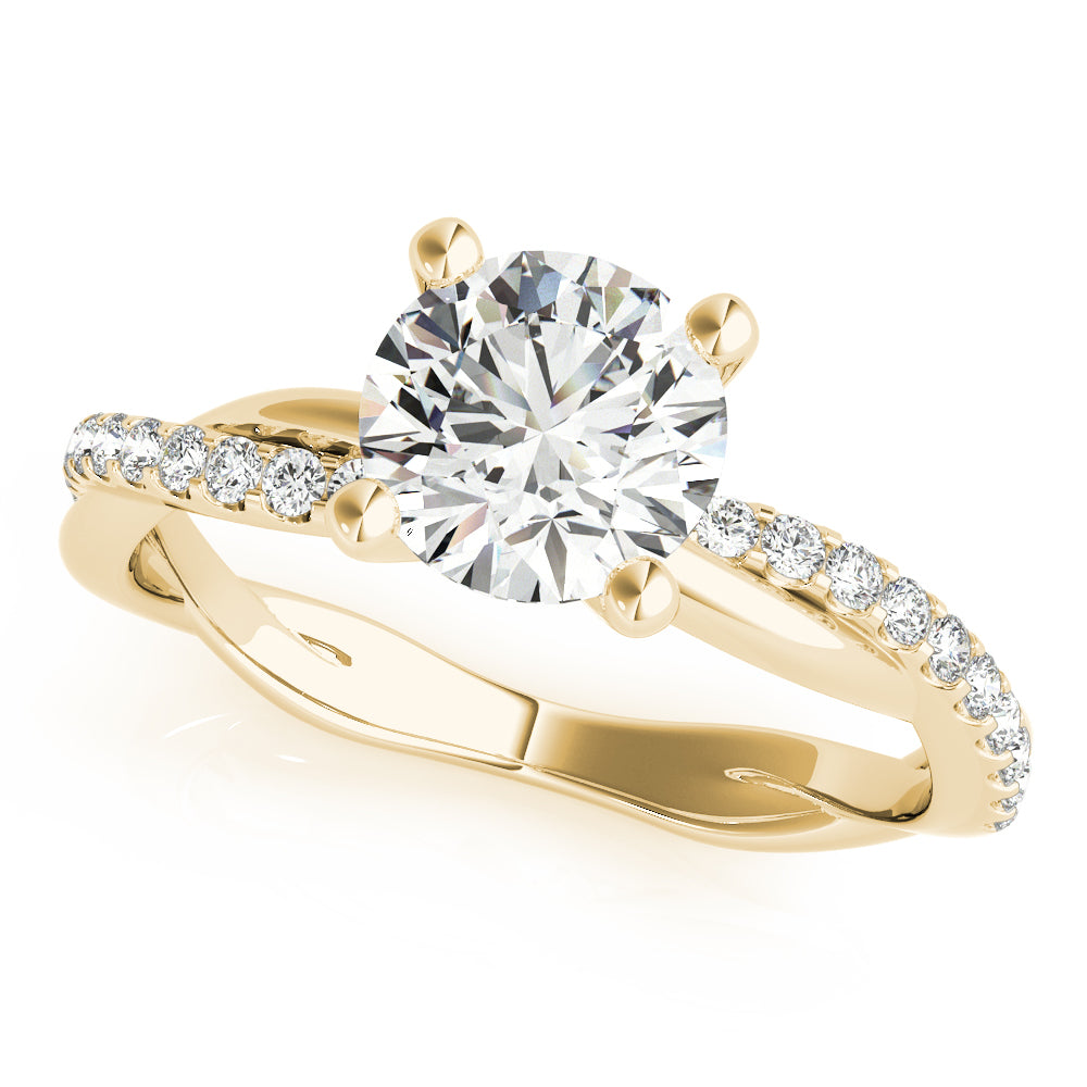 18K Yellow Gold Round Diamond Engagement Ring