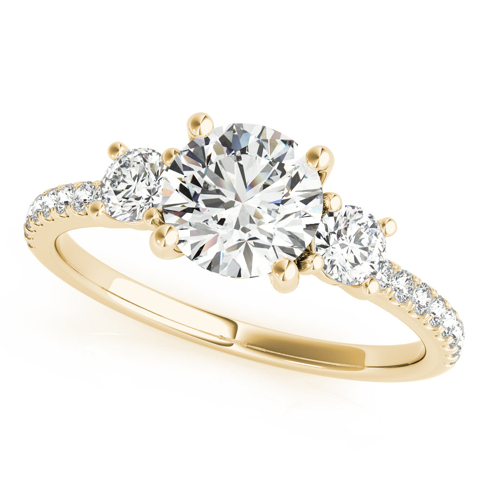 14K Yellow Gold 1.24 ctw Round Diamond Three-Stone Ring