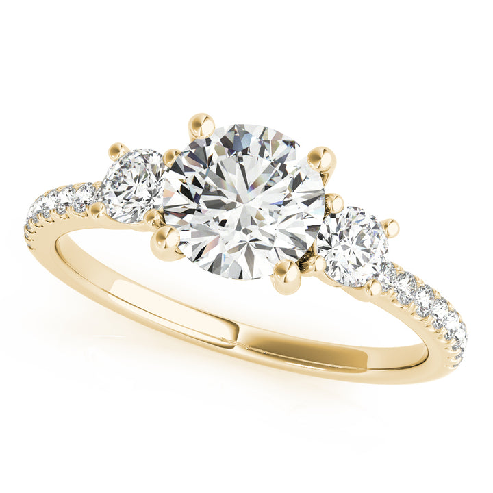14K Yellow Gold 1.24 ctw Round Diamond Three-Stone Ring