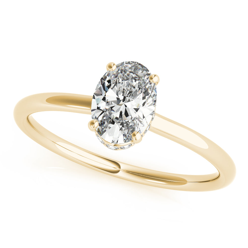 14K Yellow Gold Oval Diamond Halo Engagement Ring