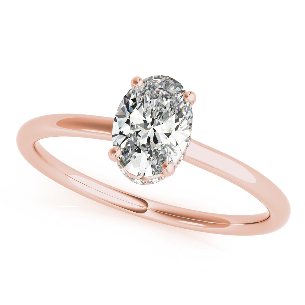 14K Rose Gold Oval Diamond Halo Engagement Ring