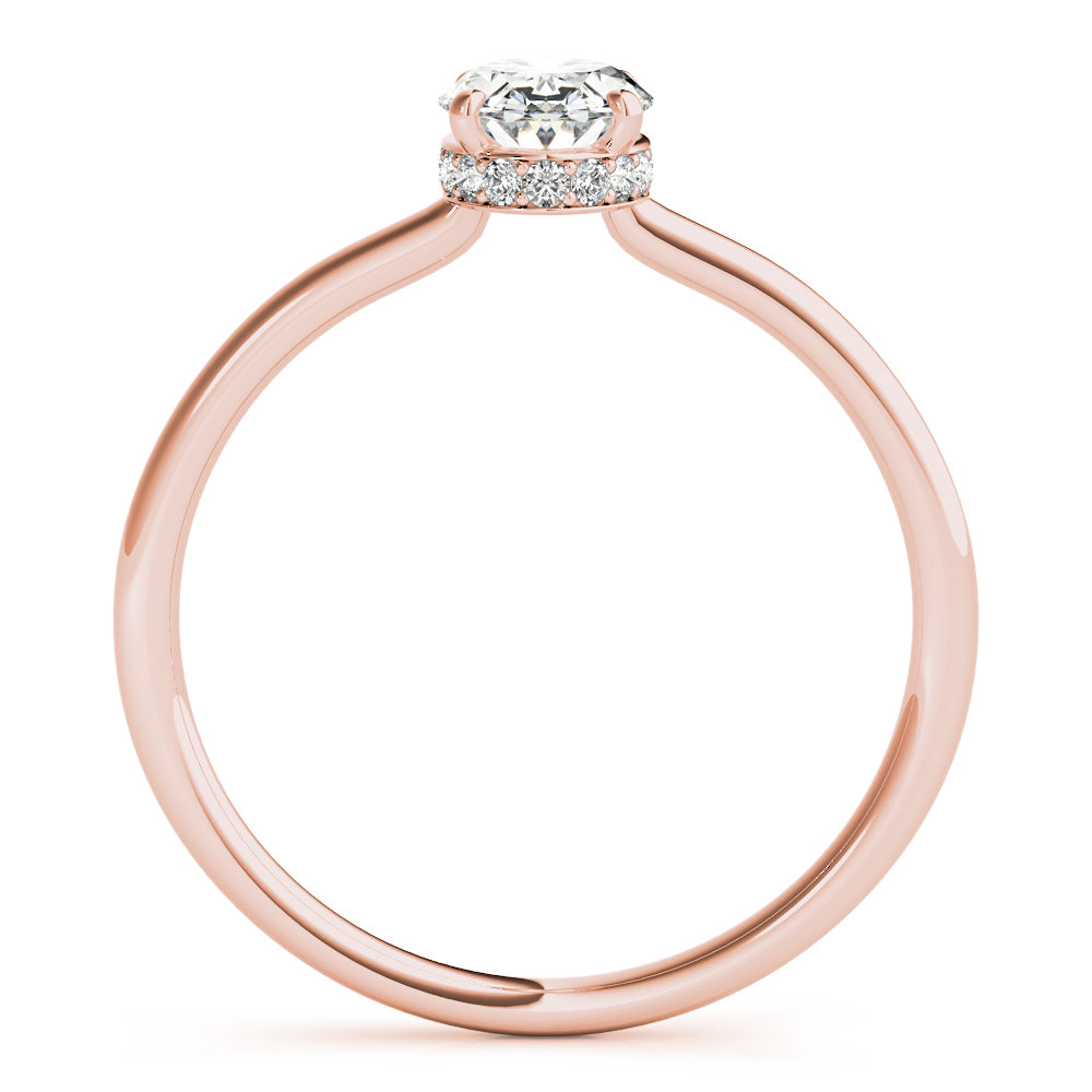 14K Rose Gold Oval Diamond Halo Engagement Ring