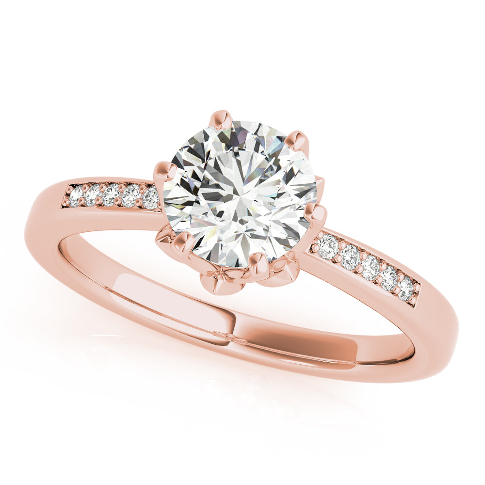 14K Rose Gold Single Row Diamond Engagement Ring