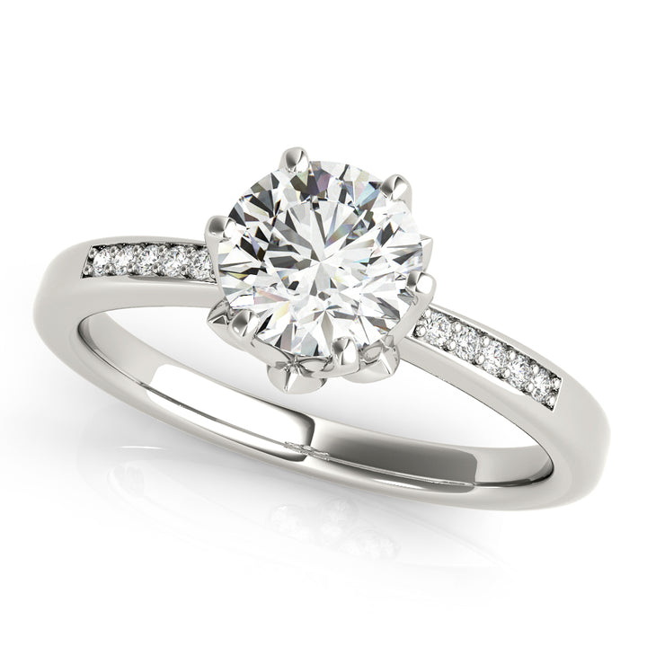 Diamond White Gold Single Row Engagement Ring