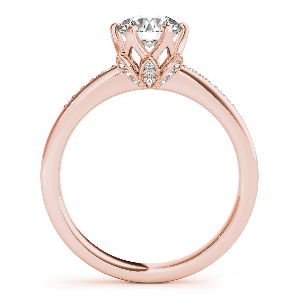 14K Rose Gold Single Row Diamond Engagement Ring