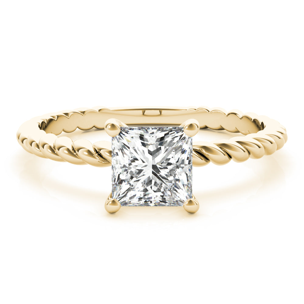 14K Yellow Gold Princess Diamond Solitaire Ring