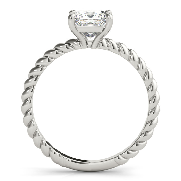 14K White Gold Square Diamond Solitaire Ring