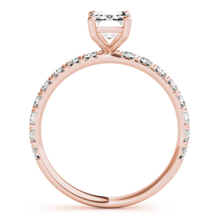Rose Gold Emerald Diamond Engagement Ring 1/2 CT