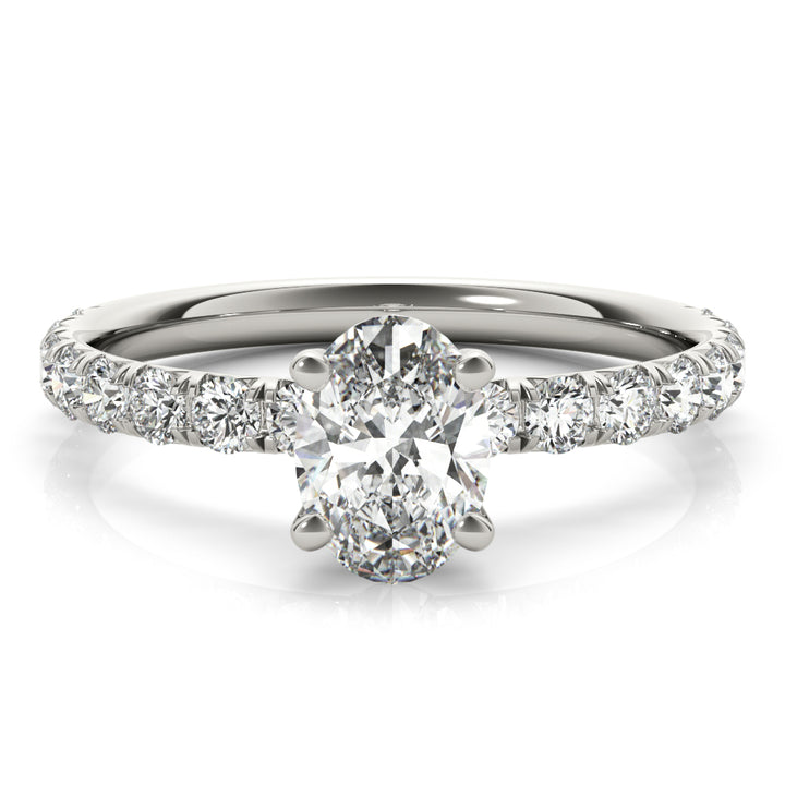 Oval Diamond Single Row Engagement Ring