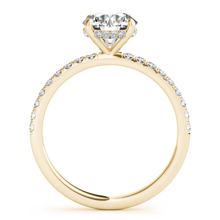 14K Yellow Gold Round Diamond Halo Engagement Ring