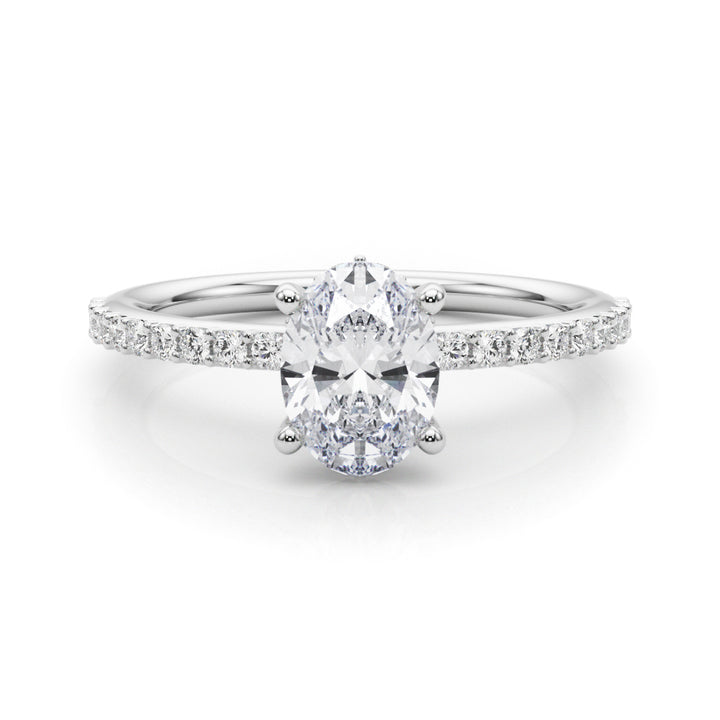 Lab Diamond White Gold Oval Hidden Halo Ring
