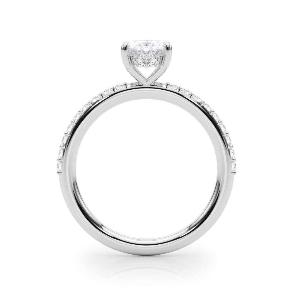 Lab Diamond White Gold Oval Hidden Halo Ring