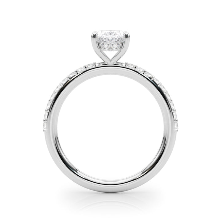 Lab Diamond White Gold Oval Hidden Halo Ring