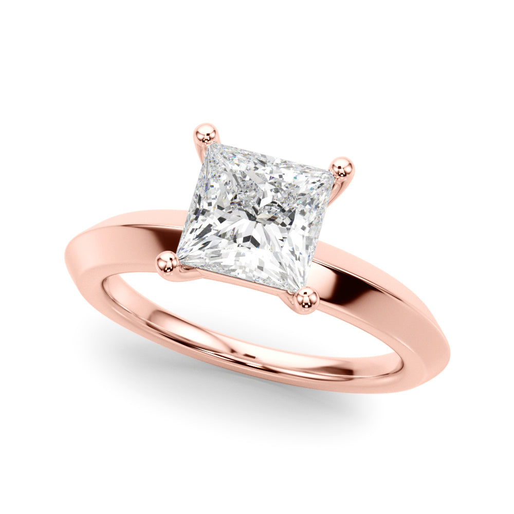 18K Rose Gold Diamond Solitaire Engagement Ring