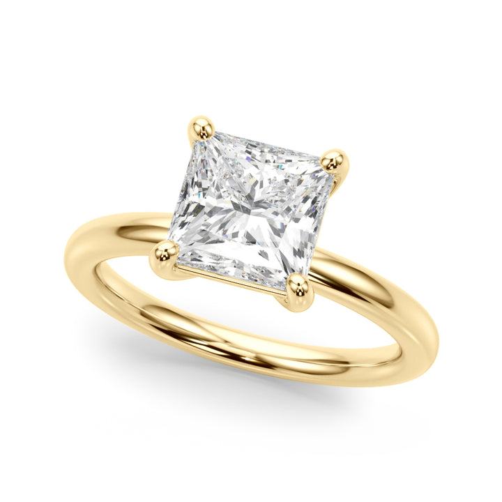 Princess Cut Lab Diamond Solitaire in 14K Yellow Gold