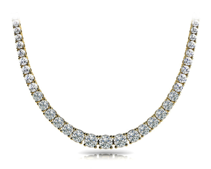 14K Yellow Gold Round Diamond Fashion Necklace