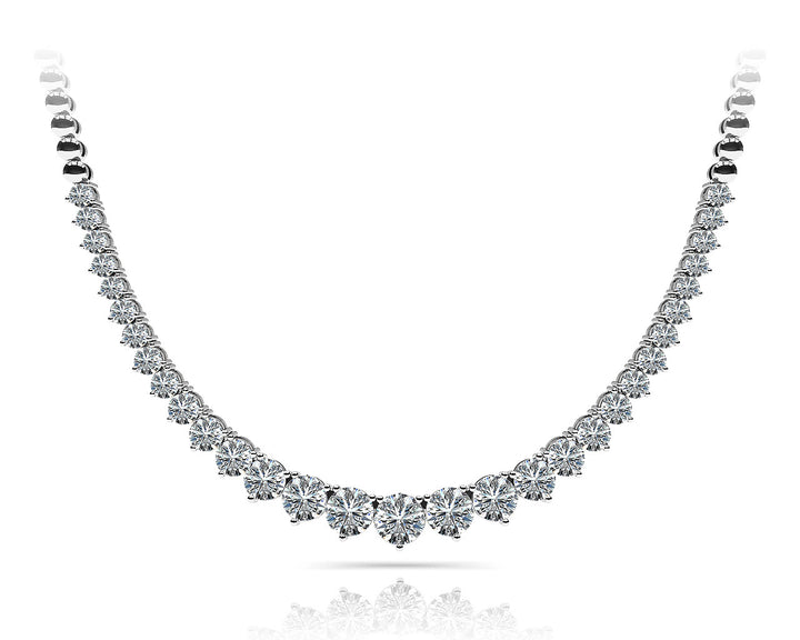 Round Diamond 3 Prong Graduated Necklace