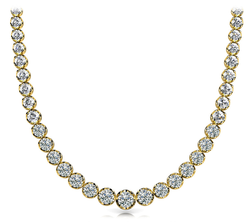 14K Yellow Gold Round Diamond Fashion Necklace