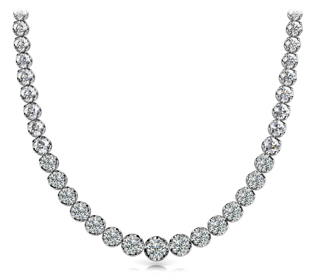 Round Diamond Graduated Pendant Necklace