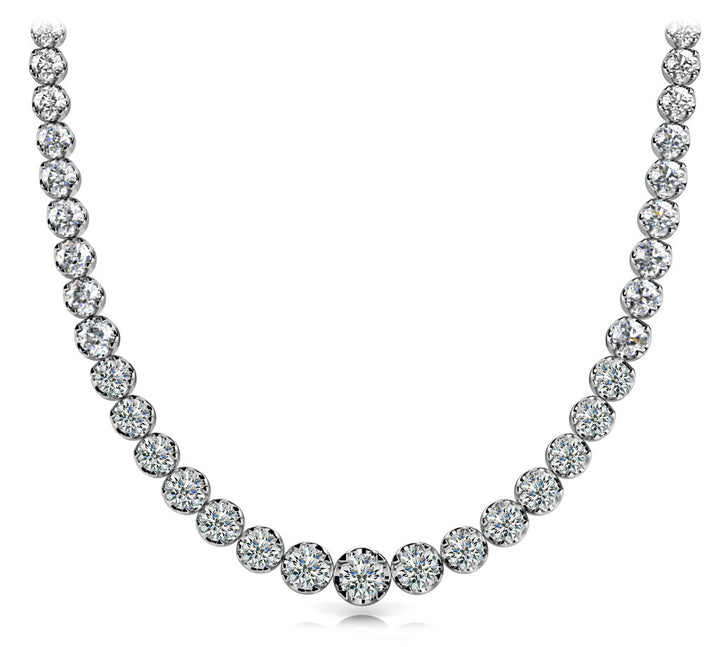 Round Diamond Graduated Pendant Necklace
