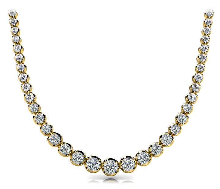 14K Yellow Gold Round Diamond Fashion Necklace